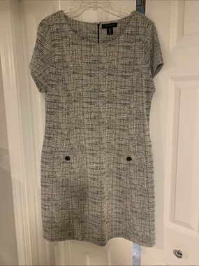 Tahari Black & White Tweed Shift Dress